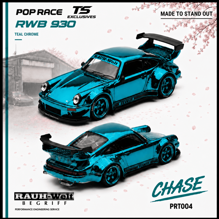(Pre-order) Case of 12x (Chase included) Porsche 911 RWB Teal Chrome Pop Race North America Exclusive PRT004caseof12x
