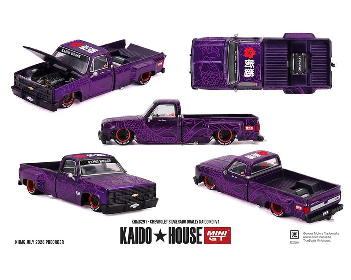(PRE-ORDER) Chevrolet Silverado Dually KAIDO Koi V1 Kaido House x Mini GT 1:64 KHMG291
