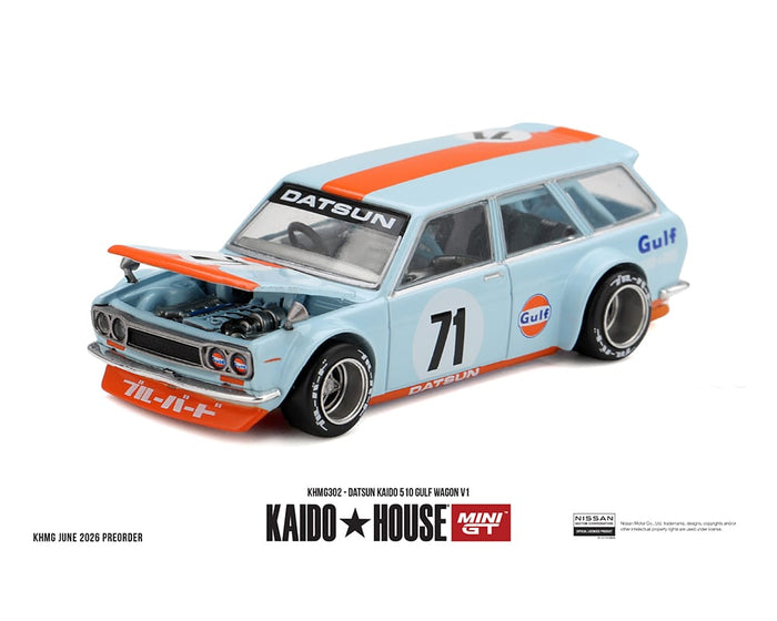 (PRE-ORDER) Datsun KAIDO 510 Wagon Gulf V1 Kaido House Mini GT 1:64 KHMG302