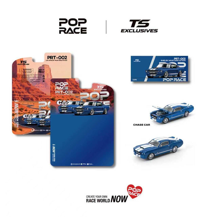 (PRE-ORDER) Ford Mustang Shelby GT500 Blue and White Stripes TS Exclusive 1/64 scale Pop Race PRT002