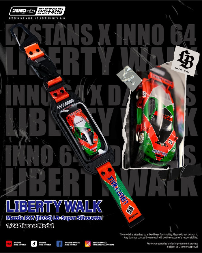 (PRE-ORDER) Mazda RX-7 FD3S Liberty Walk Silhouette Inno64 x DStands 1/64 scale IN64-DSTANDS-LB-FD3S