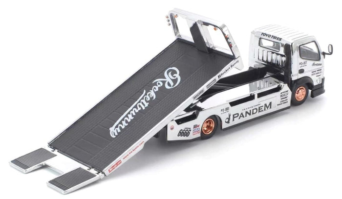(PRE-ORDER) Pandem Fuso 300 Flatbed Transporter Silver Chrome Pop Race 1/64 scale PRT005