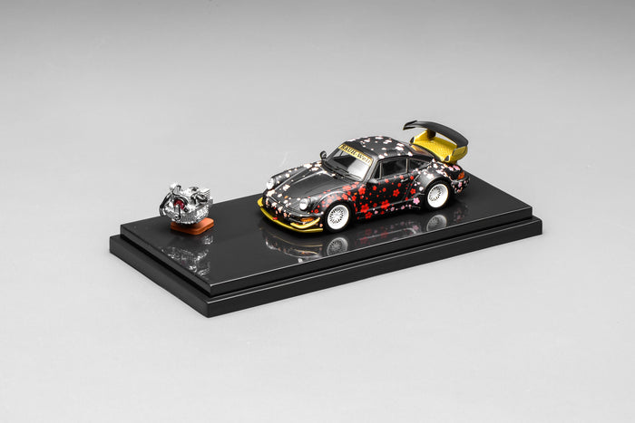 (Pre-order) Porsche 911 964 RWB Aoki with 1/64 magnetic air-cooled engine Motorhelix M62107