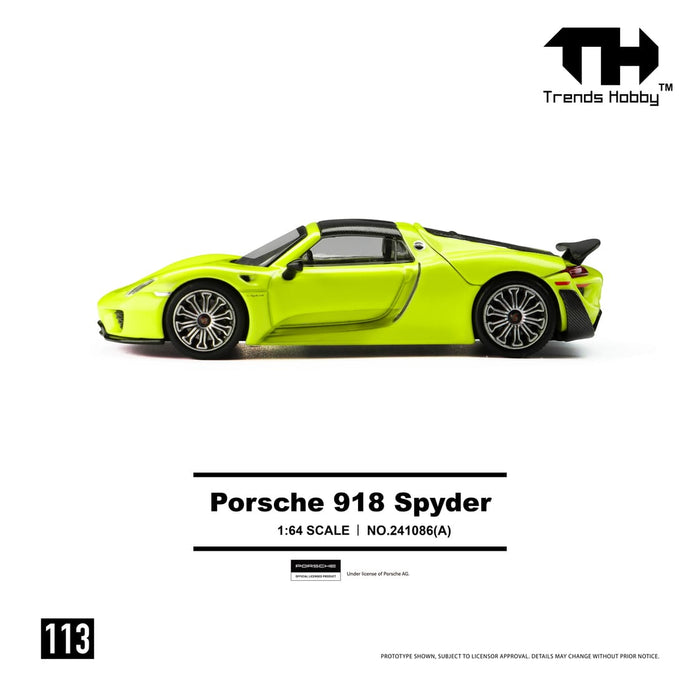 (PRE-ORDER) Porsche 918 Spyder Acid Yellow Trends Hobby 1:64 241086(A)