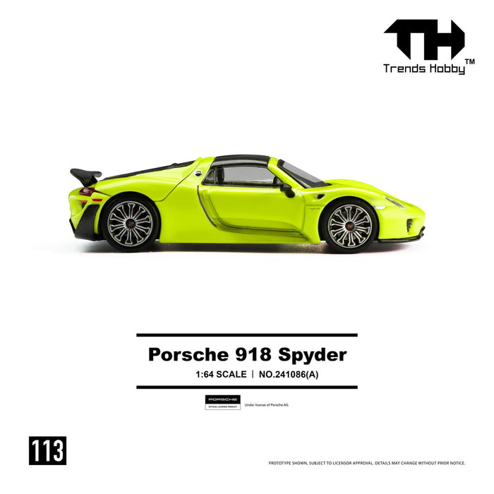 (PRE-ORDER) Porsche 918 Spyder Acid Yellow Trends Hobby 1:64 241086(A)