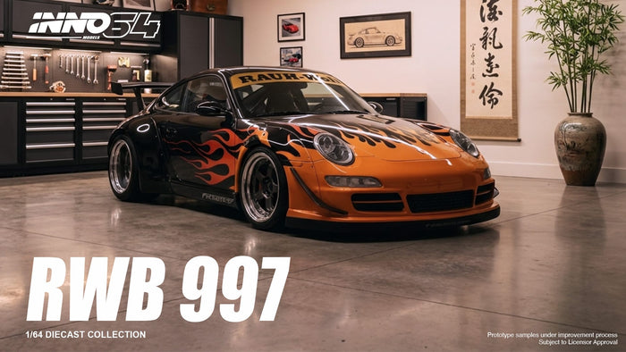 (pre-order) Porsche RWB 997 Orange Burning Flame Inno64  1/64 scale IN64-RWB997-OBF