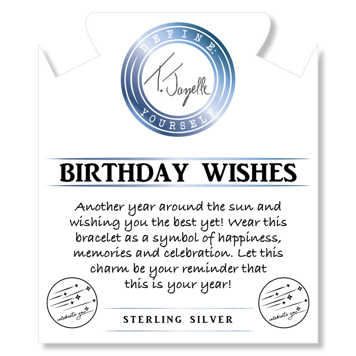 Purple Turquoise Gemstone Bracelet with Birthday Wishes Sterling Silver Charm