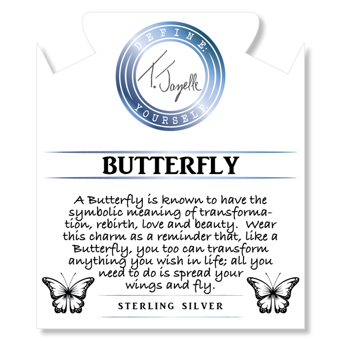 Purple Turquoise Gemstone Bracelet with Butterfly Sterling Silver Charm