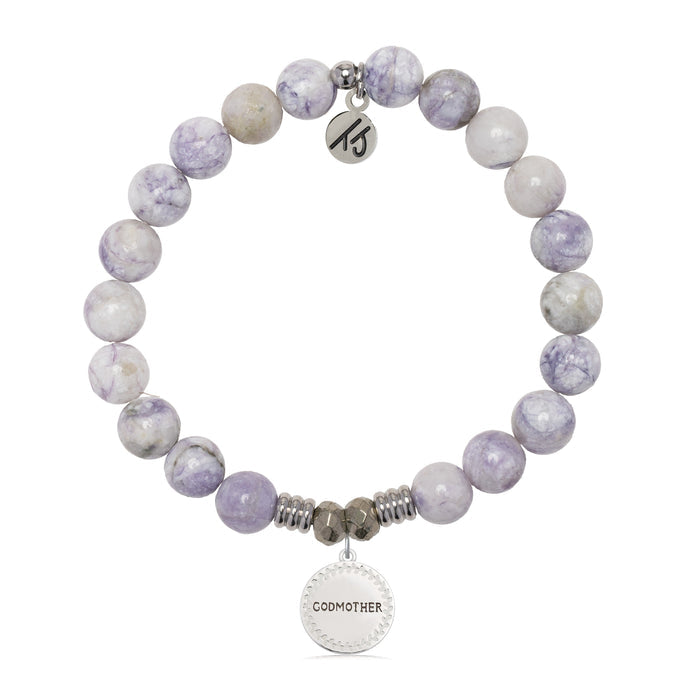 Purple Turquoise Gemstone Bracelet with Endless Love Godmother Sterling Silver Charm