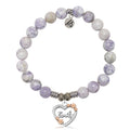 Purple Turquoise Gemstone Bracelet with Heart Family Sterling Silver Charm