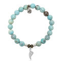 Robins Egg Agate Gemstone Bracelet with Angel Blessing Sterling Silver Charm