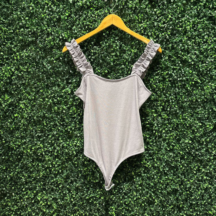 Ruffle Strap Ribbed Tank Top