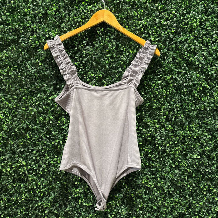 Ruffle Strap Ribbed Tank Top