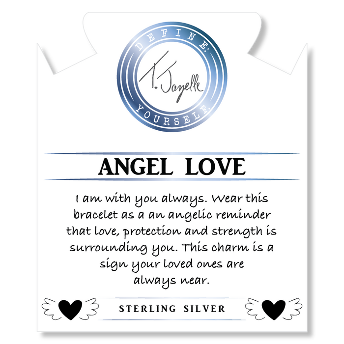 Rutilated Quartz Gemstone Bracelet with Angel Love Sterling Silver Charm