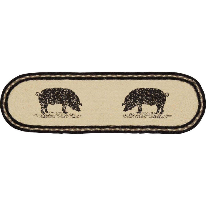Sawyer Mill Charcoal Pig Jute Stair Tread Oval Latex 8.5x27 - The Village Country Store