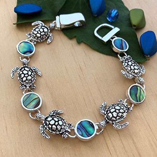 Sea Turtle Abalone Charm Bracelet