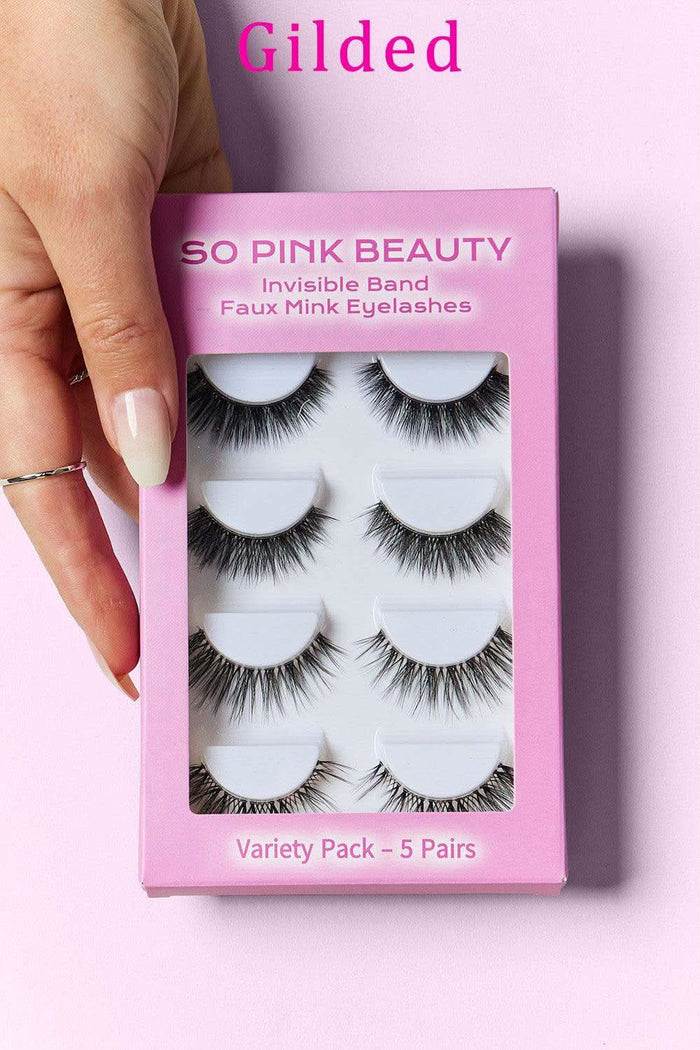 SO PINK BEAUTY Faux Mink Eyelashes Variety Pack 5 Pairs - Gilded One Size