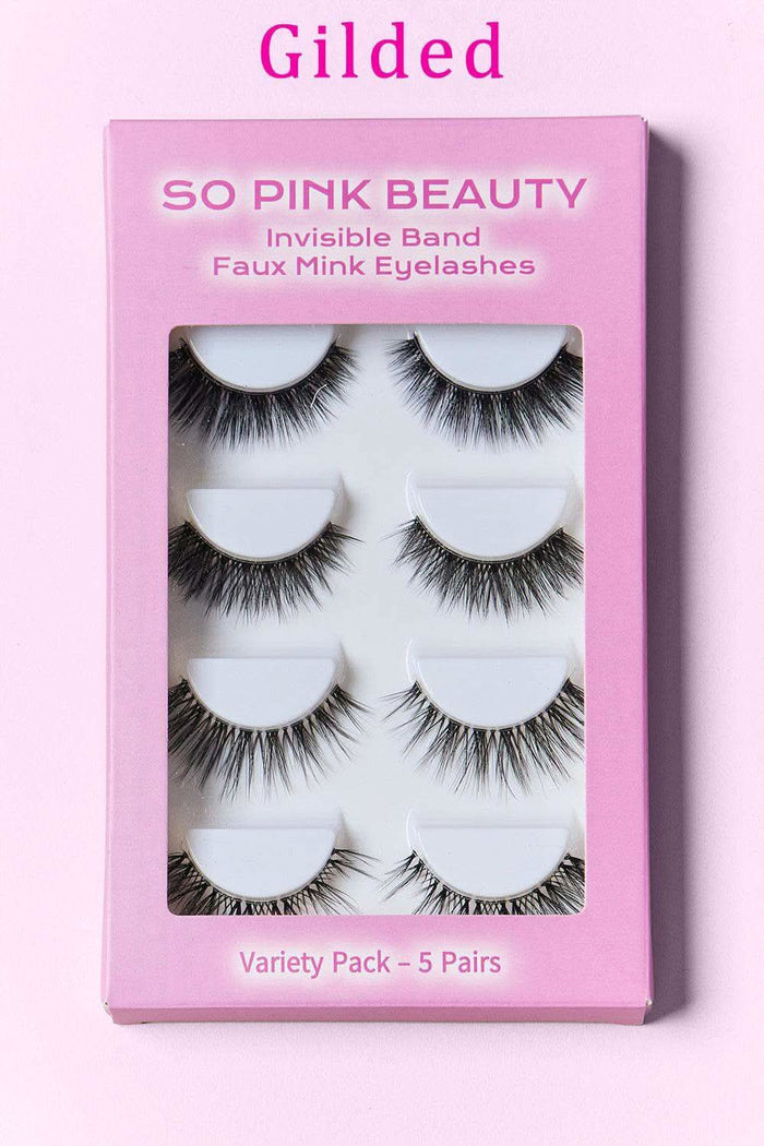 SO PINK BEAUTY Faux Mink Eyelashes Variety Pack 5 Pairs -