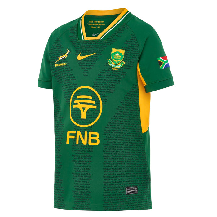 Nike Springboks 2026 Kids Short Sleeve Home Rugby Jersey