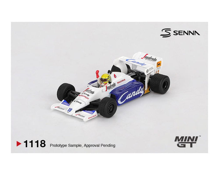 Toleman TG184 #19 Ayrton Senna 1984 Monaco Grand Prix 2nd Place Limited Edition Mini GT MGT01118-BL