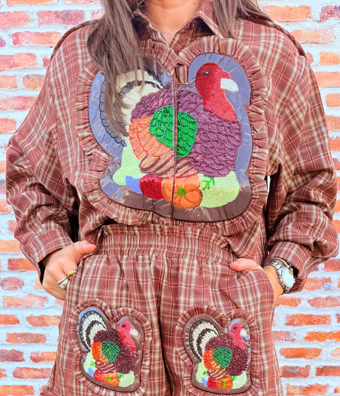 Turkey Ruffle Patch Button Up