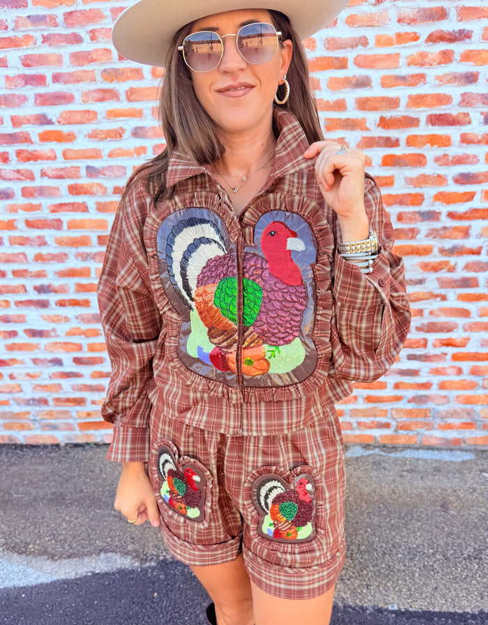 Turkey Ruffle Patch Button Up