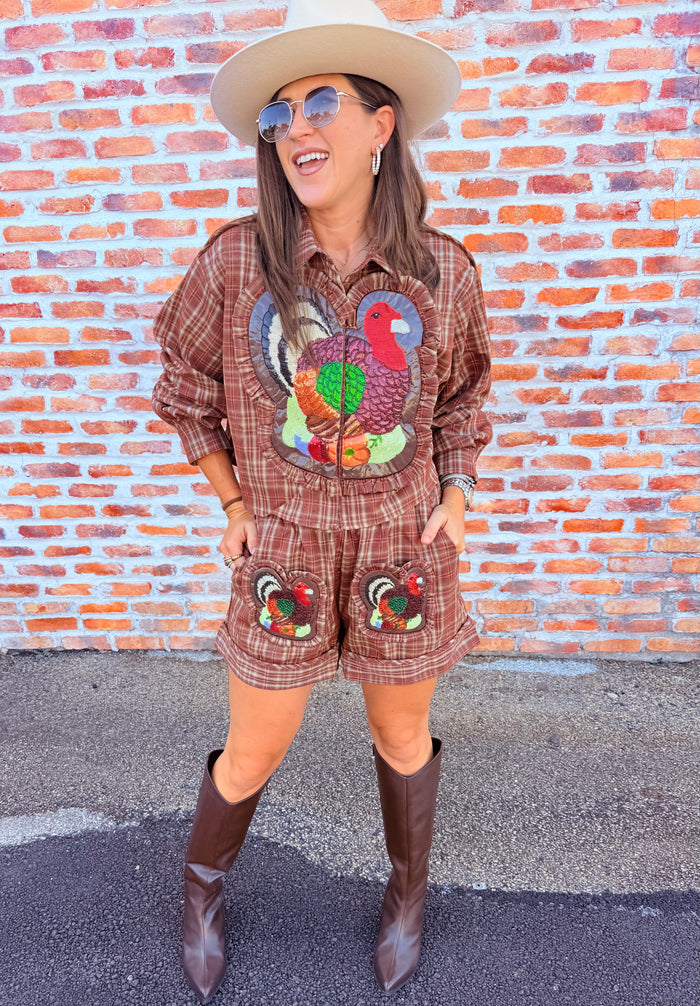 Turkey Ruffle Patch Button Up