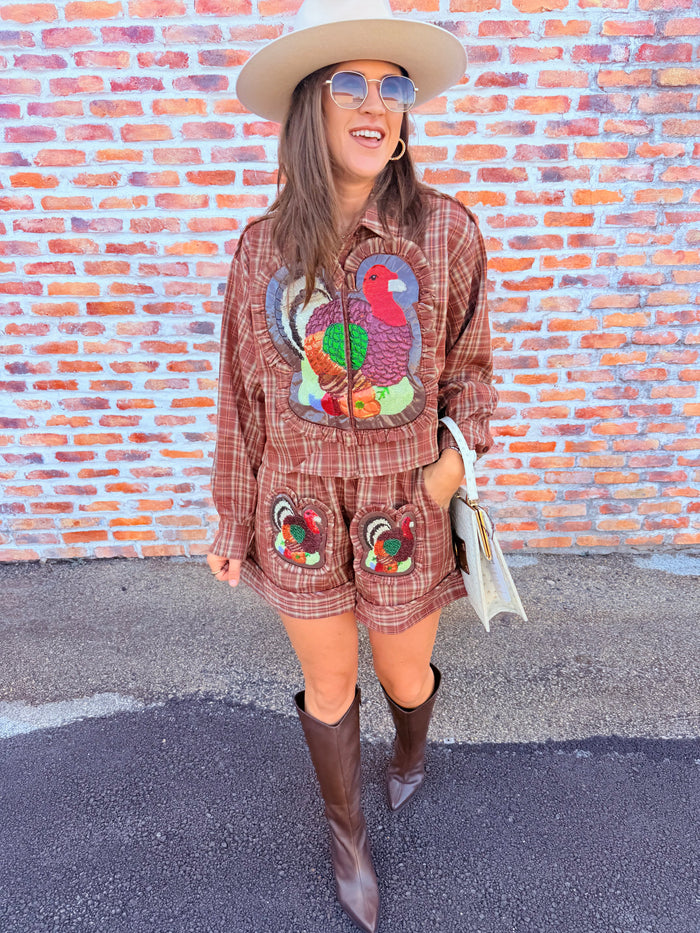 Turkey Ruffle Patch Button Up