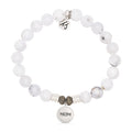 White Chalcedony Gemstone Bracelet with Endless Love Mom Sterling Silver Charm