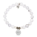 White Chalcedony Gemstone Bracelet with Today Tomorrow Forever Sterling Silver Charm