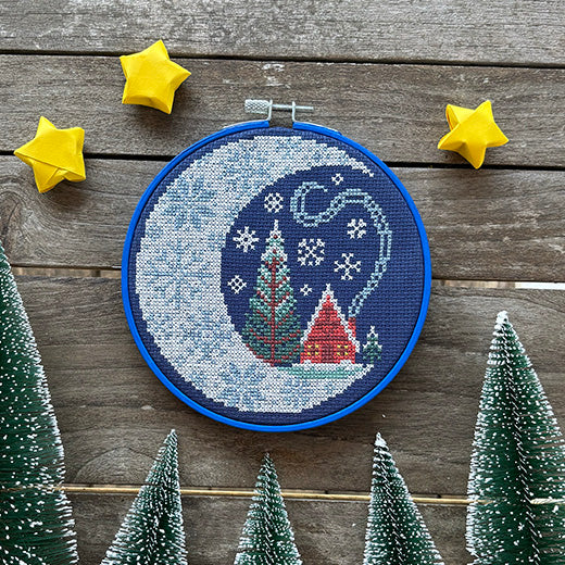 Winter Moon Cross Stitch Pattern-Stitched Modern