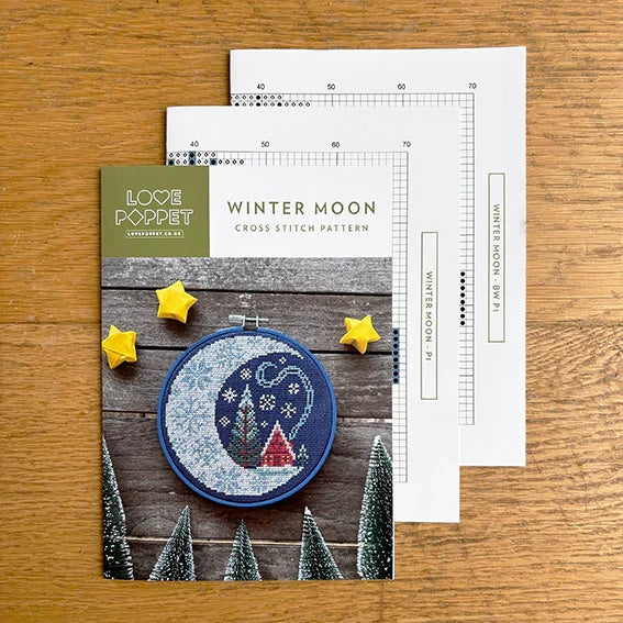 Winter Moon Cross Stitch Pattern-Stitched Modern