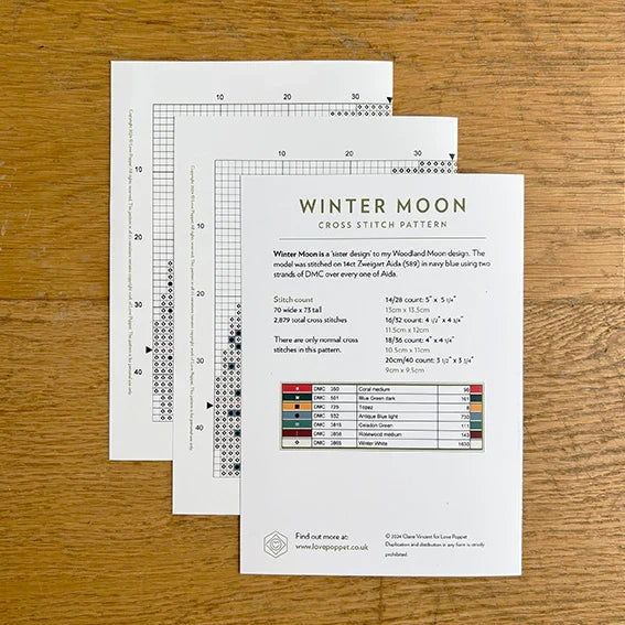 Winter Moon Cross Stitch Pattern-Stitched Modern