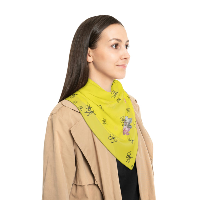 Yellow Sakura Poly Scarf
