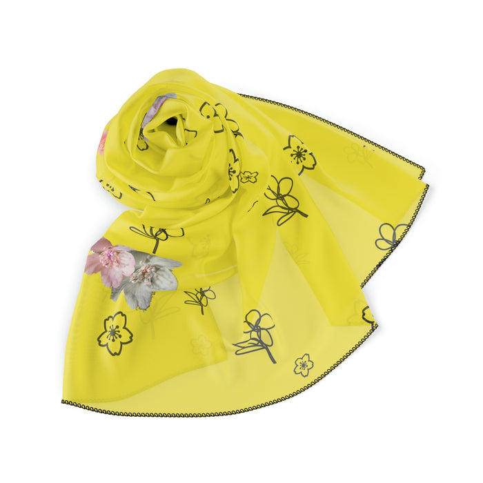 Yellow Sakura Poly Scarf