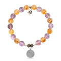 Zodiac Collection: Amethyst Citrine Gemstone Bracelet with Scorpio Sterling Silver Charm