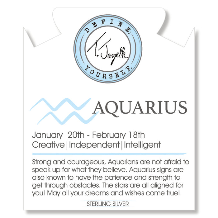 Zodiac Collection: Blue Aquamarine Gemstone Bracelet with Aquarius Sterling Silver Charm
