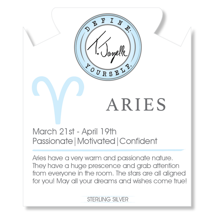 Zodiac Collection: Green Shell Gemstone Bracelet with Aries Sterling Silver Charm