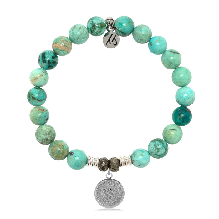 Zodiac Collection: Peruvian Turquoise Gemstone Bracelet with Aquarius Sterling Silver Charm