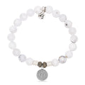Zodiac Collection: White Chalcedony Gemstone Bracelet with Aries Sterling Silver Charm